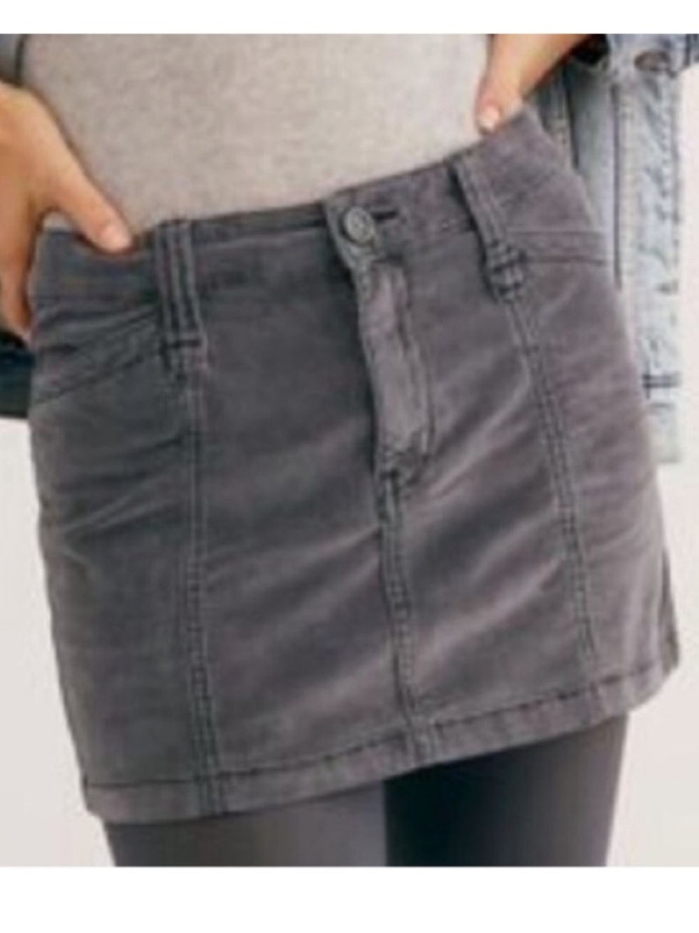Free People 10 Skirt Kelly’s low waist mini skirt gray corduroy pockets